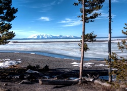 Stany Zjednoczone, Park Narodowy Yellowstone, Jezioro, Zima, USA