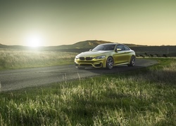 Bmw, M4, Droga, Trawa