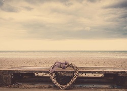 Morze, Plaża, Serce, Miłosne