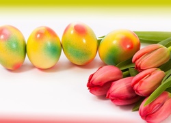 Kolorowe, Pisanki, Tulipany, Wielkanoc