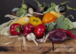 Warzywa, Papryka, Kukurydza, Czosnek, Cebula, Brokuły