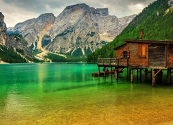 Góry, Alpy, Jezioro, Domek, Las, Pomost