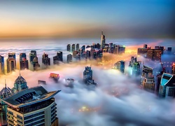 Wieżowce, Mgła, Zdjęcie miasta, Z lotu ptaka