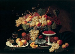 Obraz olejny, Owoce, Winogrona, Jabłka, Pomarańcze