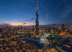 Dubaj, Burj Khalifa, Miasto, Nocą