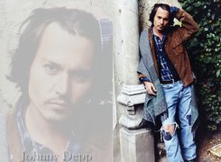 Johnny Depp,długie włosy, szal