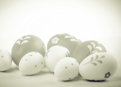 Wielkanoc, Czarno-Białe, Malowane Jajka