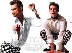 Jim Carrey,biała koszula, obroża
