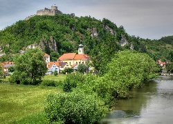 Wzgórze, Ruiny, Rzeka, Kościół