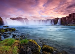 Skały, Wodospad, Rzeka, Islandia