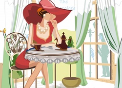 Kobieta, Kawiarnia, Grafika, 2D