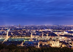 Francja, Lyon, Miasto, Nocą