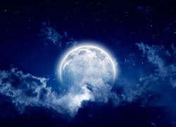 Noc, Księżyc, Chmury