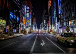 Tokio, Japonia, Miasto, Nocą