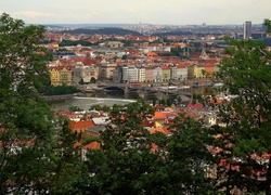 Praga, Z, Lotu, Ptaka, Panorama, Miasta