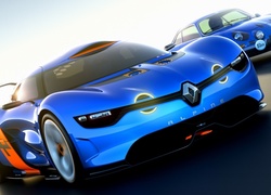 Dwa, Niebieskie, Auta, Renault, Alpine, A-110-50, 3D
