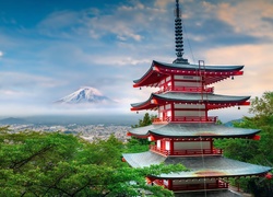 Pagoda, Góra, Fuji, Japonia