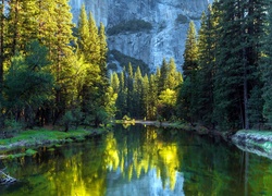 Stany Zjednoczone, Stan Kalifornia, Park Narodowy Yosemite, Góry, Lasy, Rzeka