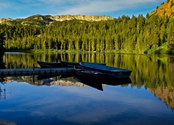 Łodzie, Lasy, Góry, Jezioro Mammoth, Kalifornia