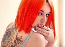 Kobieta, Tatuaż, Czerwone włosy, Aleksandra Wydrych