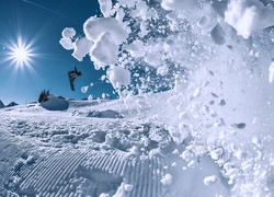 Zima, Śnieg, Promienie, Słońca, Snowbording