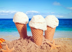 Morze, Plaża, Lato, Lody