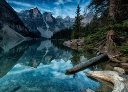 Kanada, Park Narodowy Banff, Góry, Jezioro Moraine, Drzewa