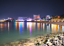 Plaża, Zatoka, Miasto, Światła