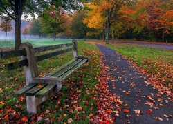 Jesień, Park, Ławka