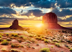 Zachód Słońca, Formacje Skalne, Arizona, USA