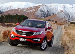 Czerwona, Kia, Sportage, Góry