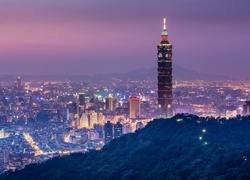 Miasto, Nocą, Taipei 101