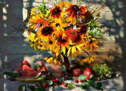 Rudbekia, Bukiet Kwiatów, Arbuz, Winogrono