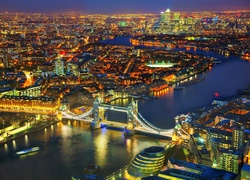 Londyn, Anglia, Miasto Nocą, Panorama