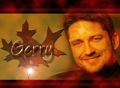 Gerard Butler,liście, twarz