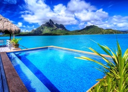 Bungalow, Basen, Góry, Morze, Bora Bora