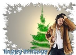 Gerard Butler,happy holidays, choinka