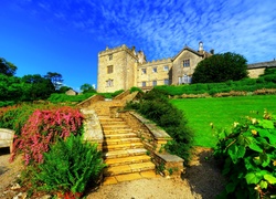 Zamek Sizergh, Sizergh Castle and Garden, South Lakeland, Kumbria, Anglia, Schody, Ogród