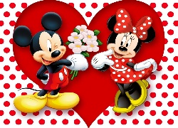 Minnie, Mickey, Rysunek, Disney, Miłość, Serce, Dla Dzieci