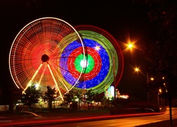 Wesołe Miasteczko, Lunapark, Poznań, Noc, Ulica