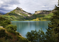 Góry, Alpy, Jezioro, Roselend, Francja