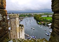 Zamek Caernarfon, Rzeka, Krajobraz, Walia, Szkocja