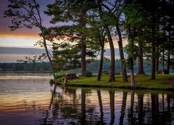 Jezioro Delton, Wisconsin, Drzewa, Odbicie