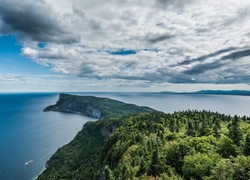 Zalesione, Wybrzeże, Półwysep, Pochmurne, Niebo