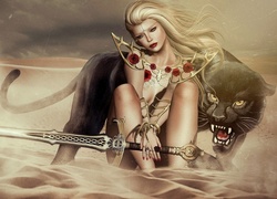 Fantasy, Dziewczyna, Wojowniczka, Pantera
