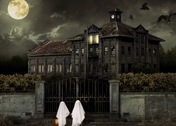 Halloween, Straszny, Dom, Przebrane, Dzieci