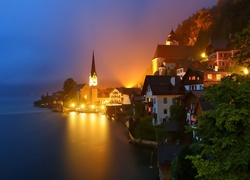 Hallstatt, Austria, Nocą, Jezioro