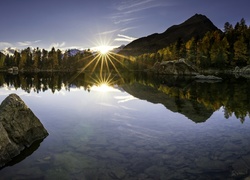 Jezioro, Góry, Wschód słońca