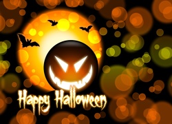 Napis, Happy, Halloween, Nietoperze