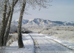 Zima, Śnieg, Droga, Góry